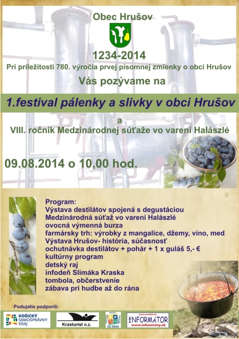 1. festival pálenky a slivky v obci Hrušov